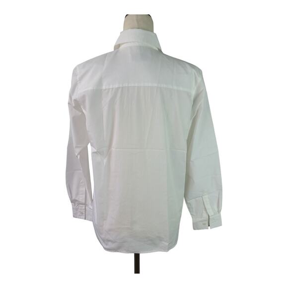 Orvis White Red Blue Embroidered Songbirds Hidden Button Down Top Shirt Blouse M - Picture 2 of 3